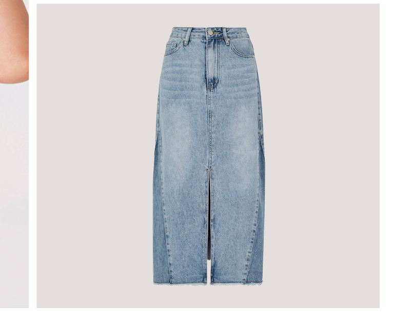Denim Split Hem Midi Skirt
