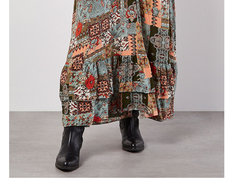 Patchwork Scarf Print Maxi Dress