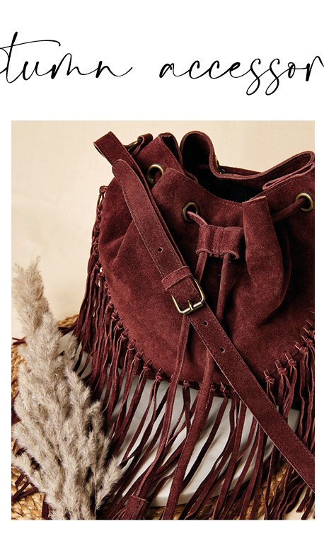 Leather Fringed Bucket Bag