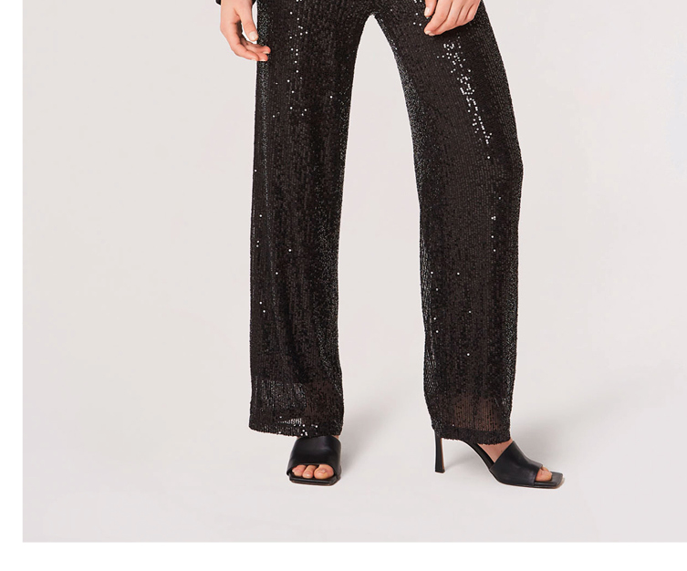 Sequin Embellished Palazzo Trousers