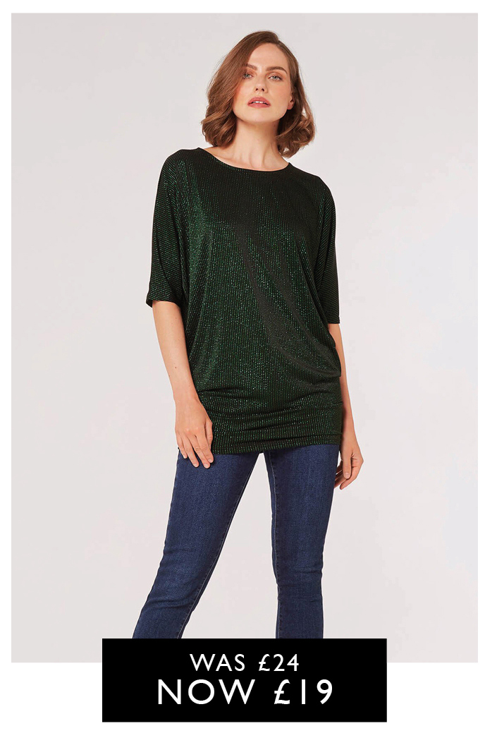 Metallic Stripe Batwing Top